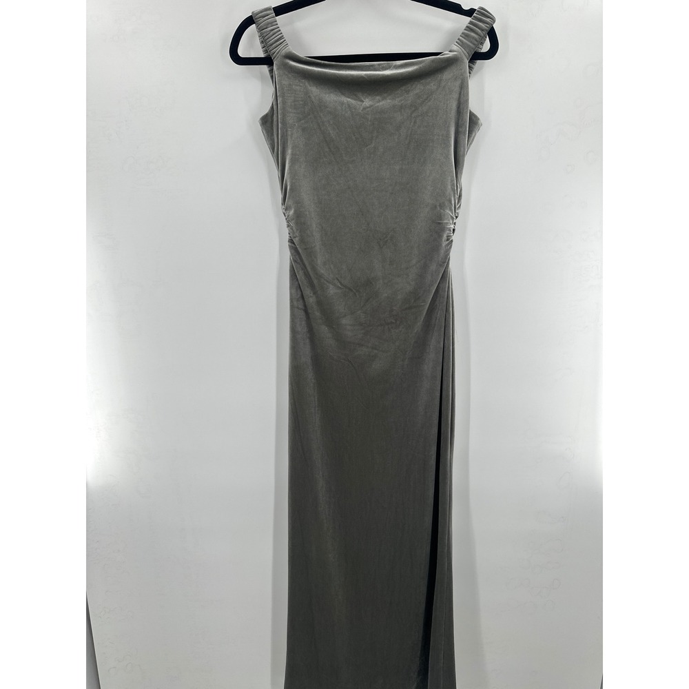 Reformation Ritz Knit Dress Elegant Gray Velvet Maxi Dress Evening Gown Formal M - Picture 5 of 7